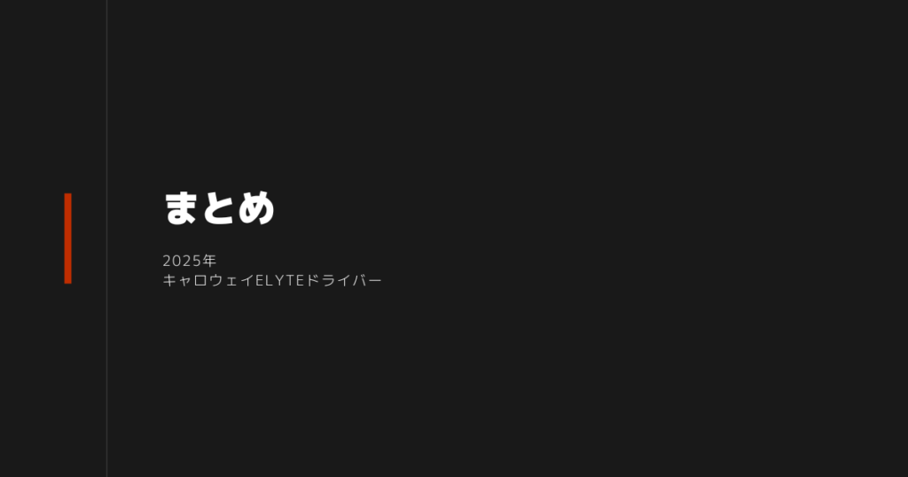 ELYTEドライバー解禁　まとめ