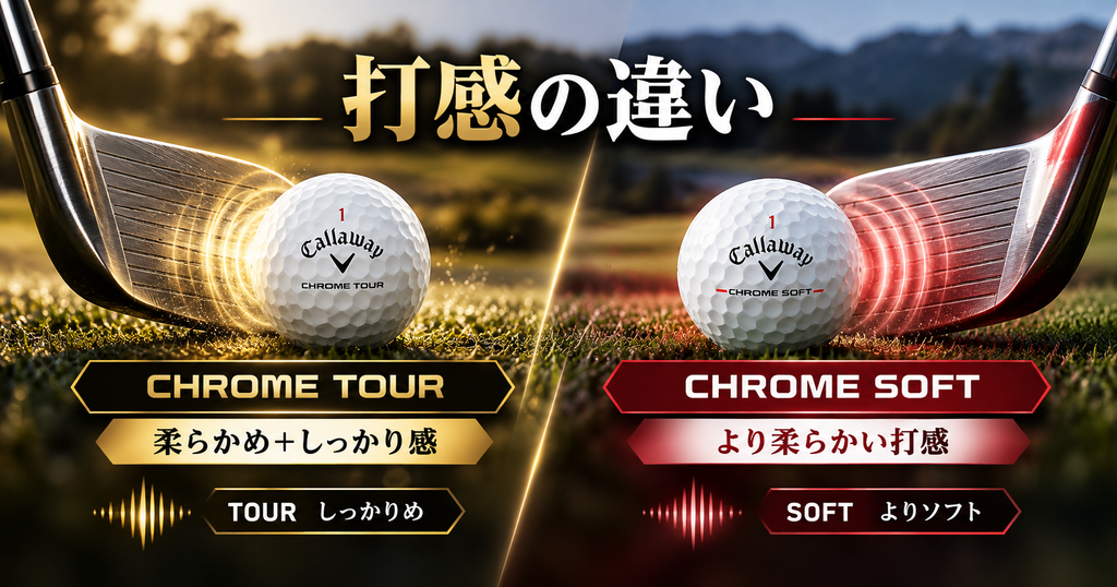 CHROME TOURとCHROME SOFTの打感比較イメージ